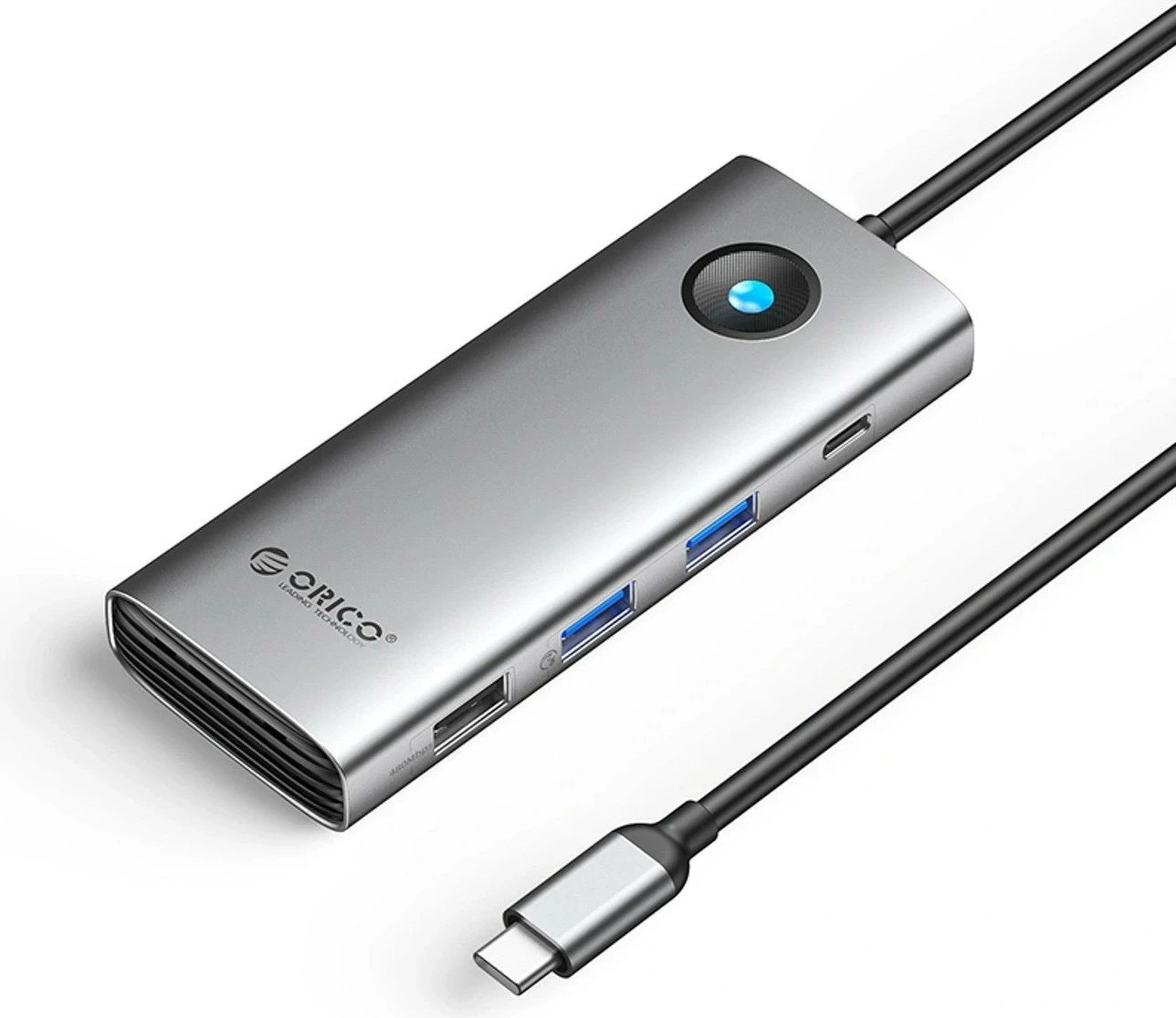 Hub Orico USB-C 8n1, 2x USB-A 3.0, 1x USB-A 2.0, 1x USB-C 3.0, 1x USB-C PD 100W, 1x HDMI 4K 60Hz, 1x VGA 1080P 60Hz, 1x RJ45 Gigabit Ethernet, hiri