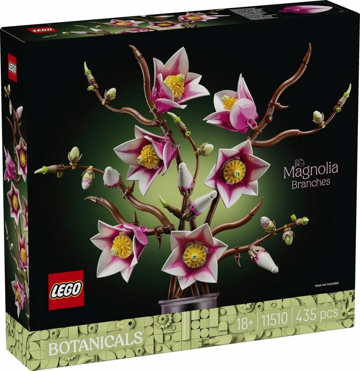 set ndërtimi lulesh LEGO Botanicals Magnolia Branches 11510, 435 copë, 18+, rozë/bardhë