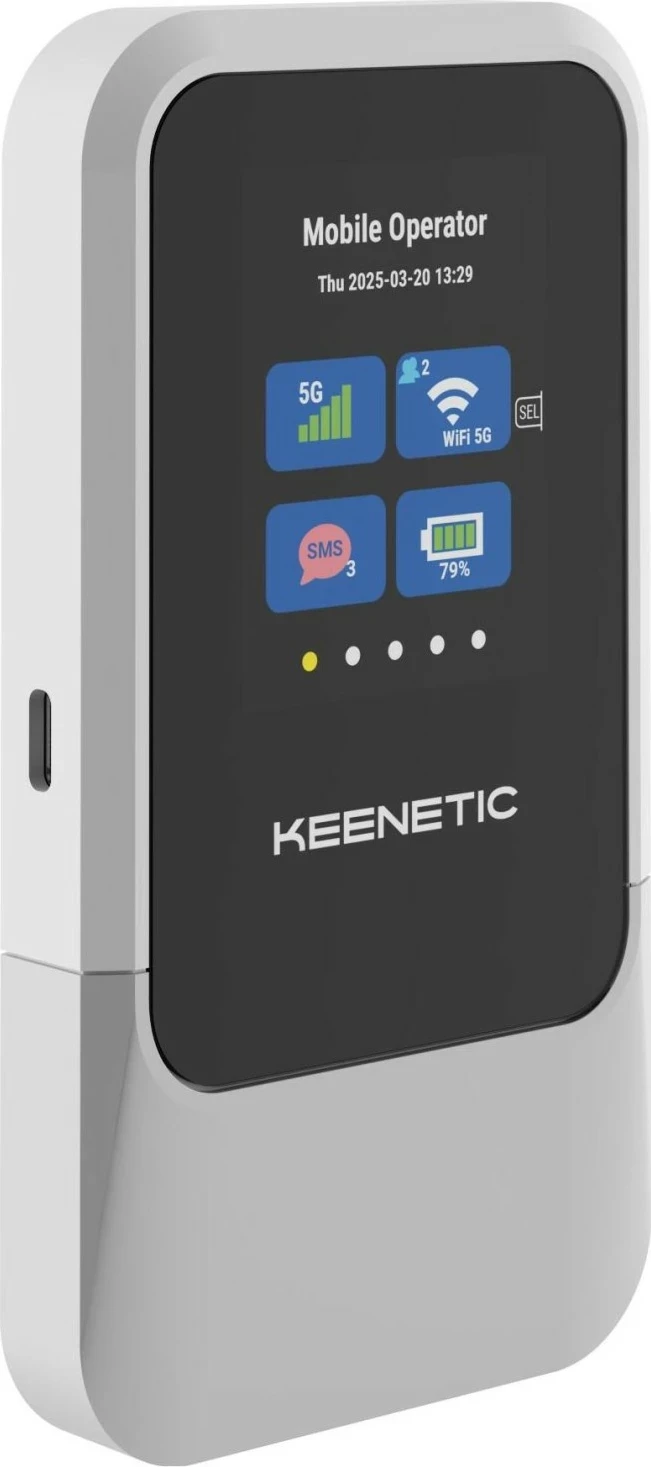 Router portabil KEENETIC Roamer 5G KN-5210-01-EU, Wi-Fi 6, ekran LCD, bateri 4000mAh, gri