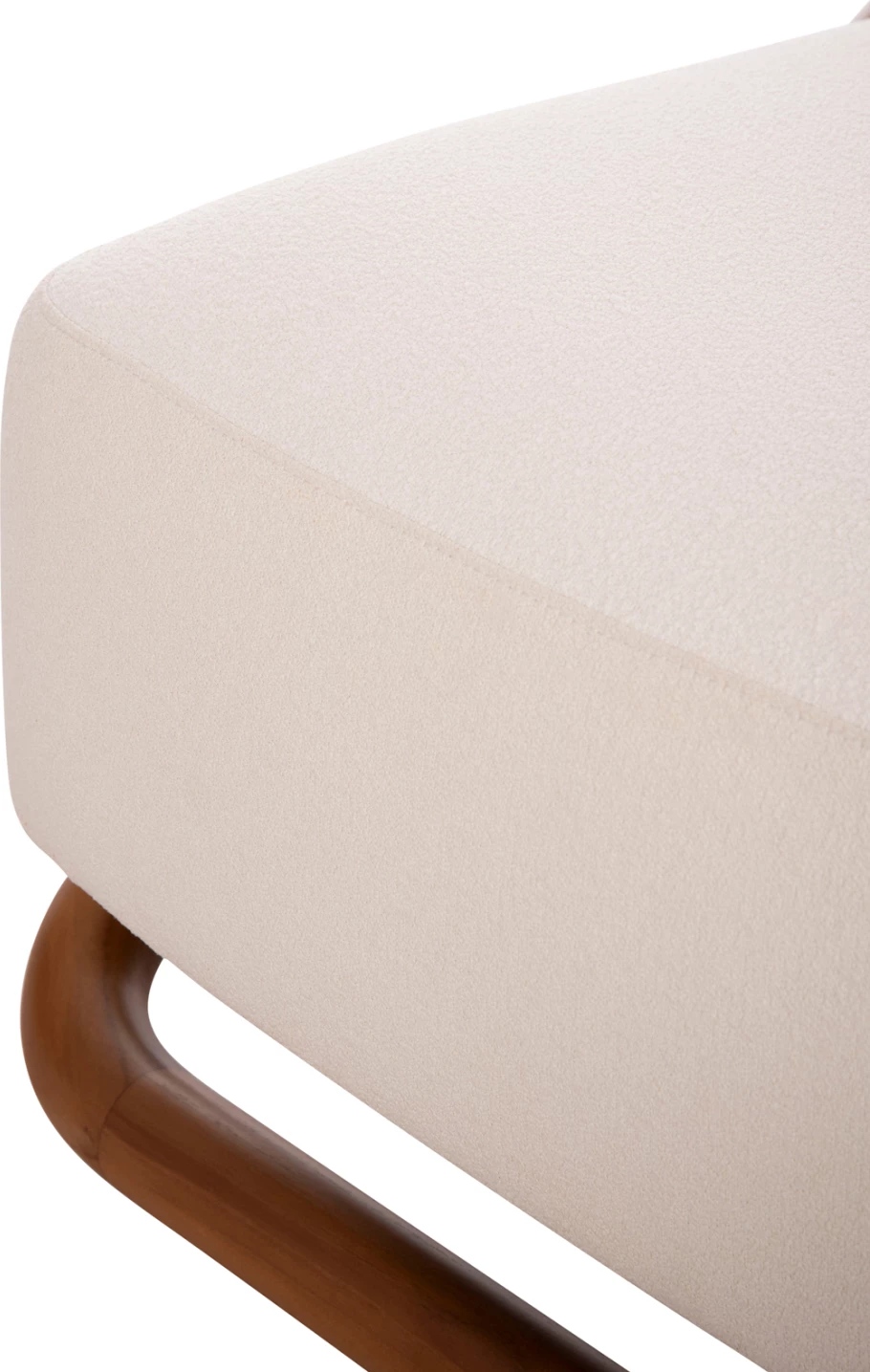 Karrige lounge Ramrod, dru tik natyral, boucle krem e bardhë, 75x87x79cm