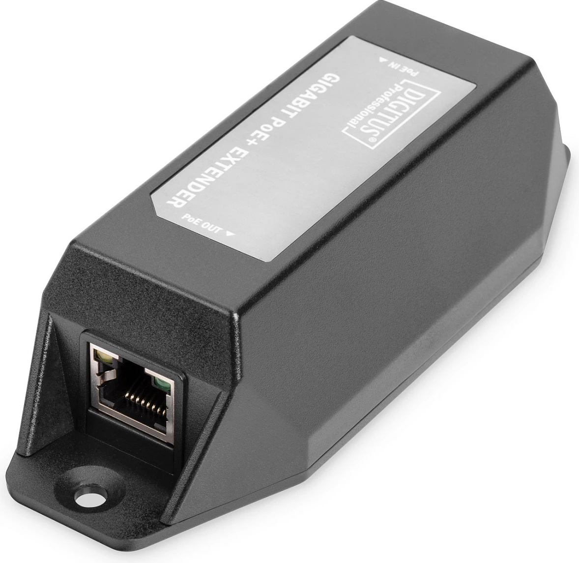Zgjatës PoE+ Gigabit Ethernet Digitus, 802.3at, 22 W, 2x RJ45, i zi