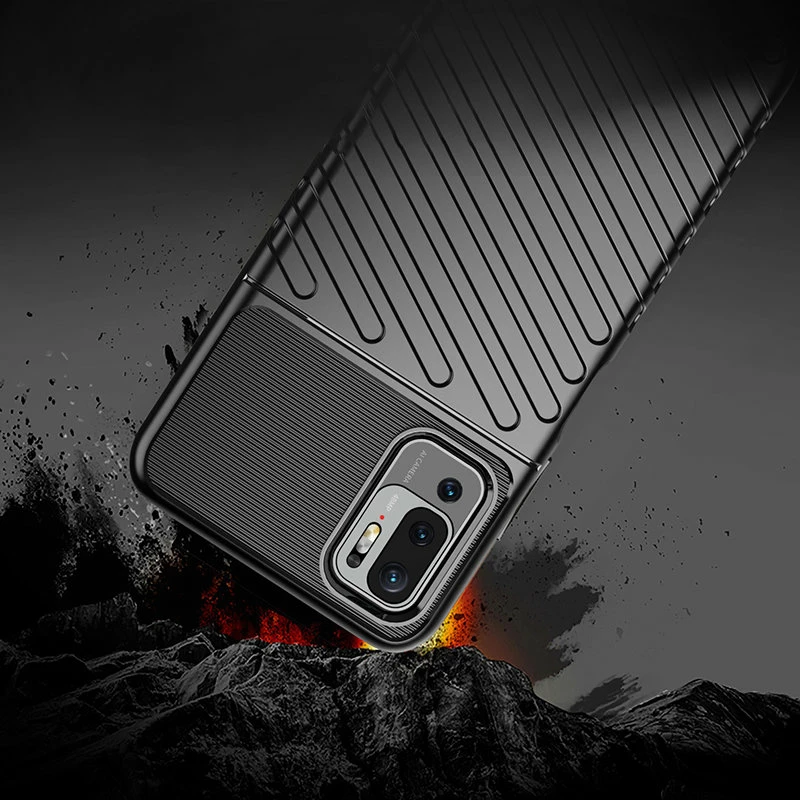 Mbështjellës Hurtel Thunder Case për Xiaomi Redmi Note 10 5G / Poco M3 Pro, i zi