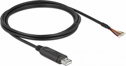 Kabllo adapter DeLOCK USB 2.0 Type-A në Serial RS-232, 2 m, e zezë