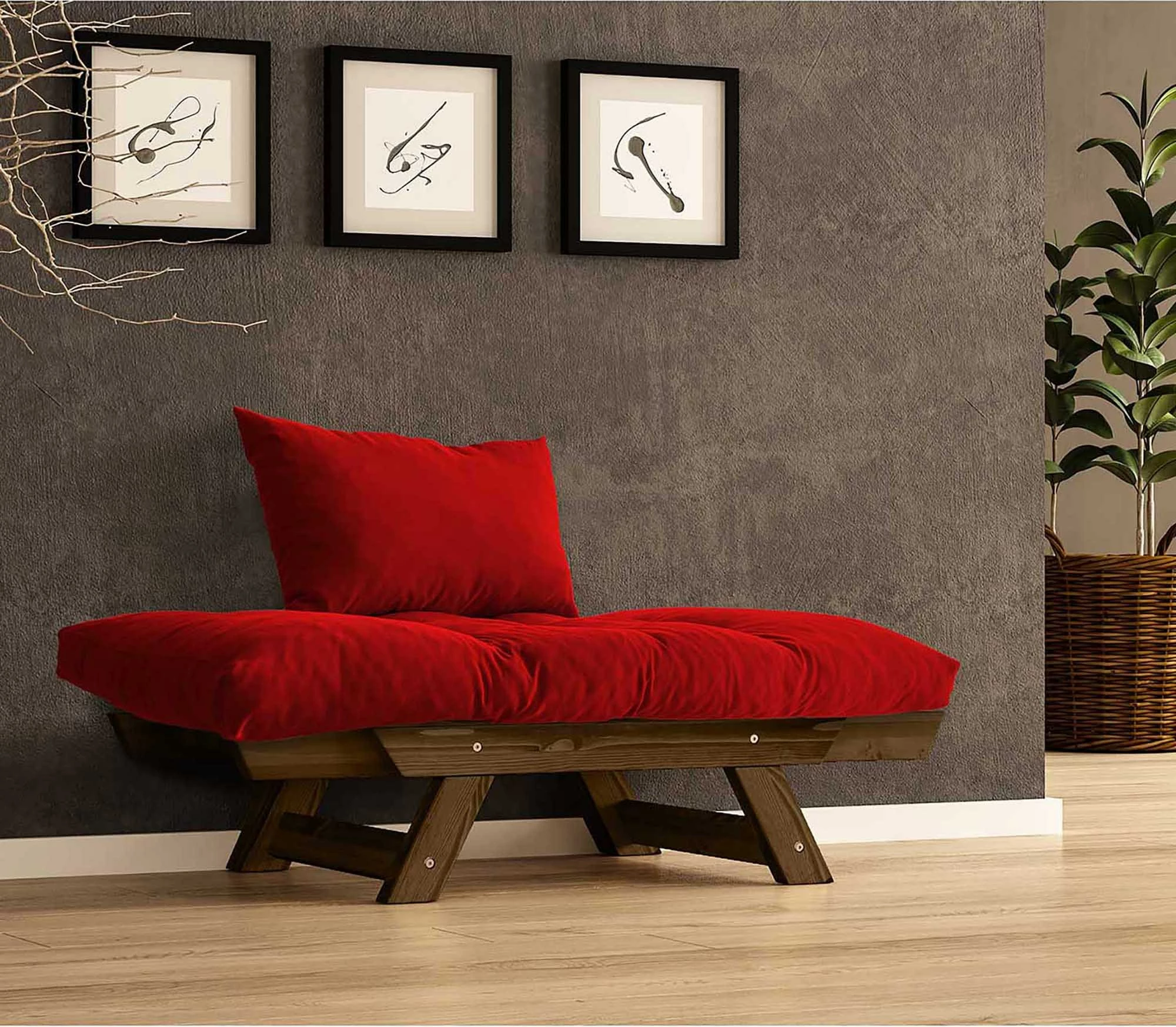 Karrige për kopsht një vend, Skye Decor, CPT8135-140, ngjyrë arre dhe e kuqe