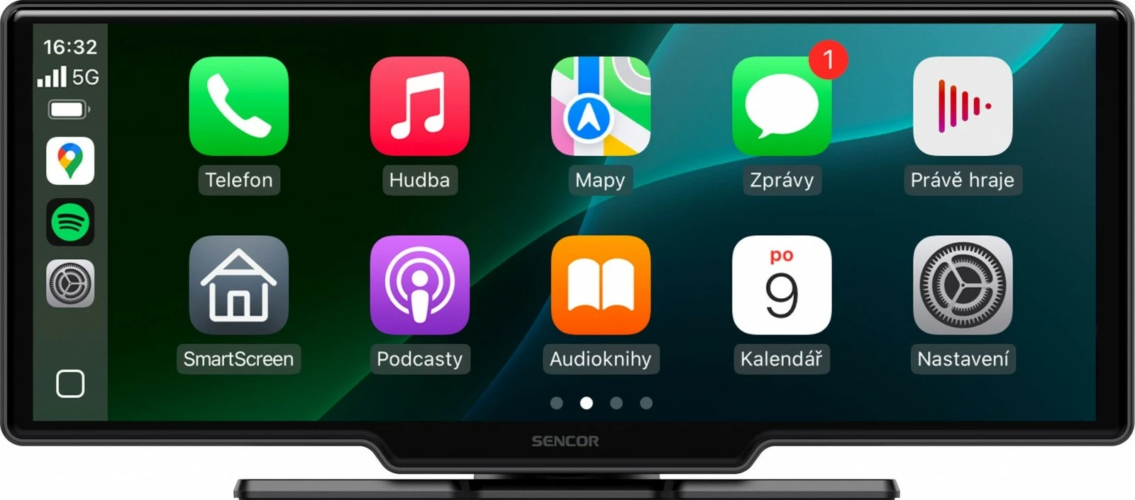 Ekran CarPlay/Android Auto për veturë Sencor SCT M1060BWT, 10.26\" IPS, HD 1060x600, wireless, kamerë mbrapa 1080p, i zi