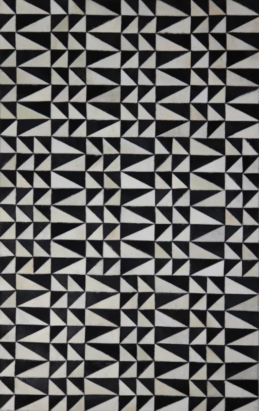 Qilim lëkure dhe leshi, ngjyrë e zezë dhe e bardhë, 170x240