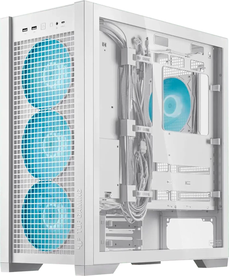 Kasë ASUS TUF Gaming GT302 ARGB ATX/EATX Midi Tower, 4x 140mm ARGB fans, USB-C, White