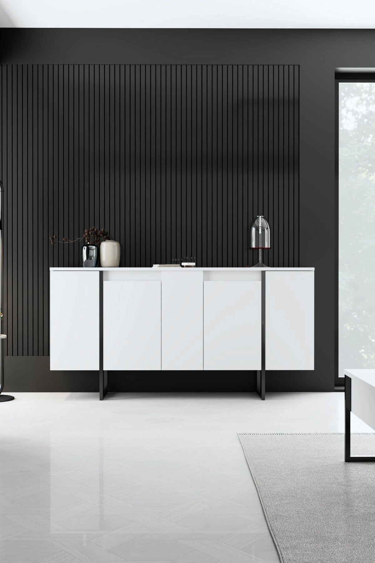 Konsol modern, ngjyrë bardhë e zi, Skye Decor, Luxe