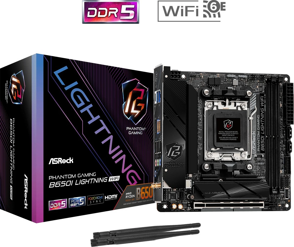 Pllakë amë ASRock B650I Lightning WiFi, Socket AM5, DDR5, Mini-ITX, e zezë
