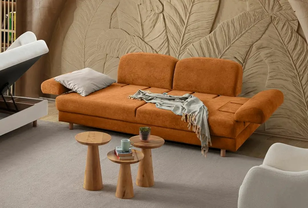 Divan-krevat 3 vendësh, Aries, ngjyrë e kuqe tjegulle, Atelier del Sofa