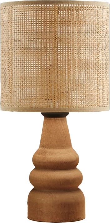 Llambë tavoline Salpe dru ahu dhe PE rattan ngjyrë natyrale D15x32cm