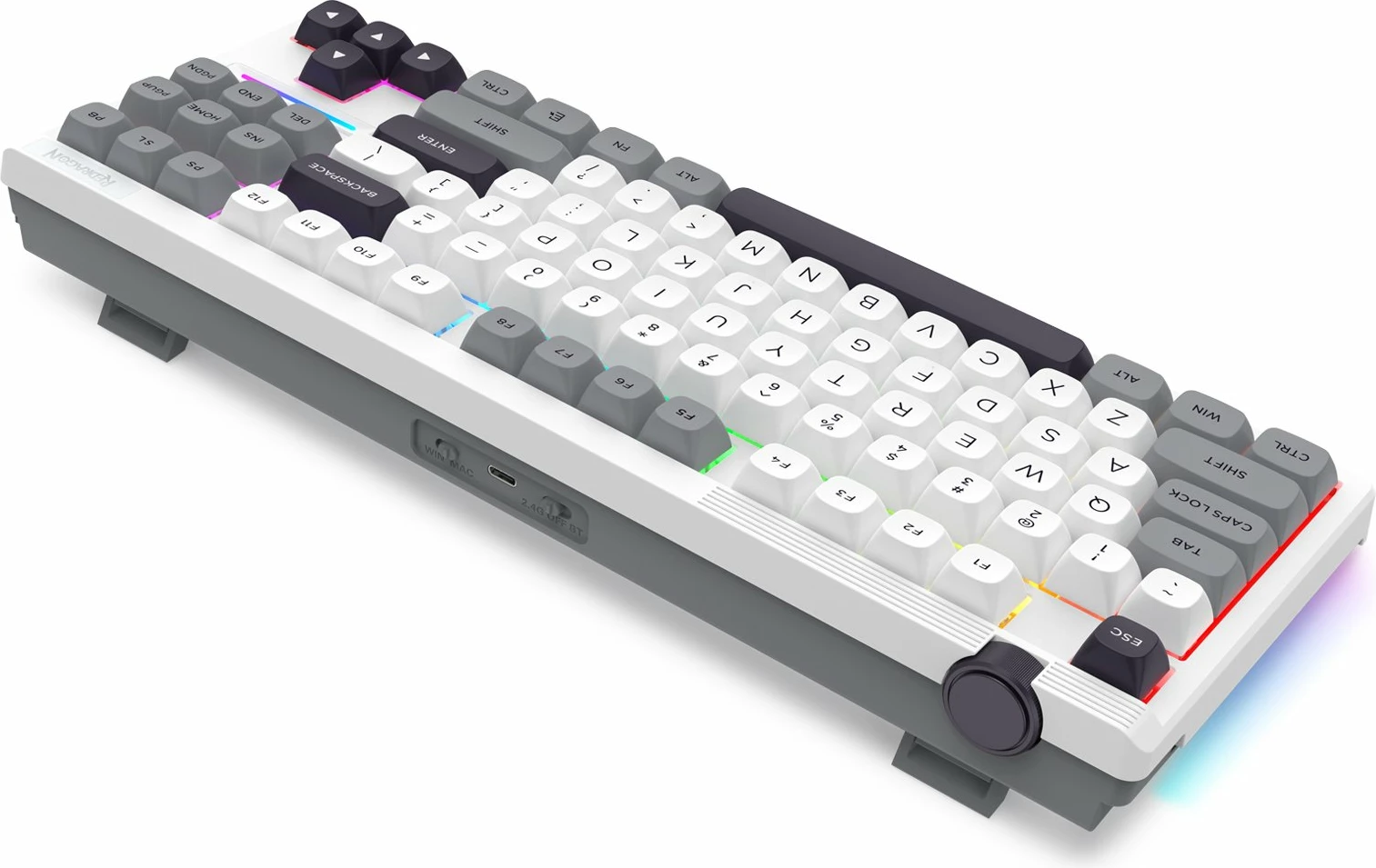 Tastierë mekanike gaming Redragon OTIIM K729 PRO Bullet QL (K729WGB-RGB-PRO), TKL 80%, RGB, tri-mode (USB/Bluetooth/2.4GHz), hot-swap, switches orange, e bardhë