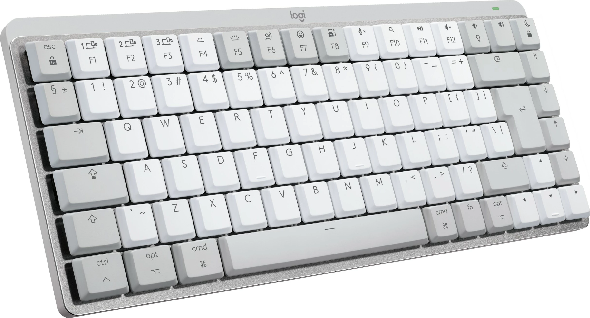 Tastierë mekanike Logitech MX Mechanical Mini for Mac, wireless, Bluetooth, LED, gri/bardhë