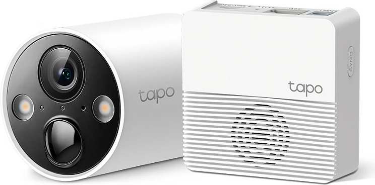 Kamerë sigurie TP-Link Tapo, sistem pa kabllo 1 kamerë me hub, 2K QHD, Wi-Fi, IP65, bateri, audio 2-drejtimësh, e bardhë
