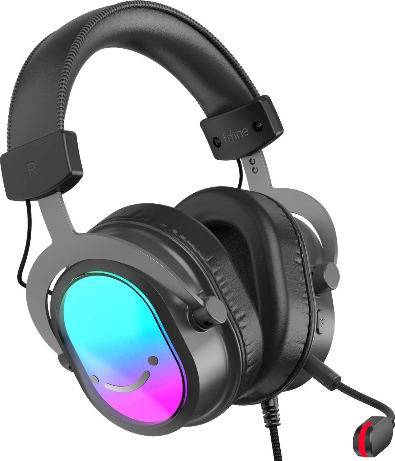Kufje Fifine H16, 7.1 Surround, me mikrofon, RGB, me kabllo, 3.5mm, të zeza