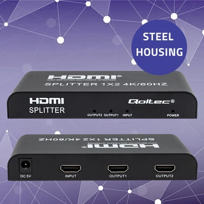 Splitter HDMI aktiv Qoltec 51797, 2 x HDMI, 4K x 2K, 60Hz, i zi