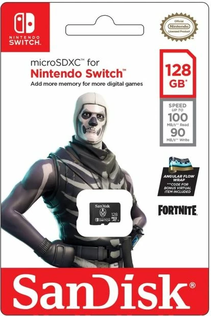 Kartelë memorje microSDXC SANDISK Nintendo Switch Fortnite Skull Trooper SDSQXAO-128G-GN6ZG 128GB UHS-I, e zezë