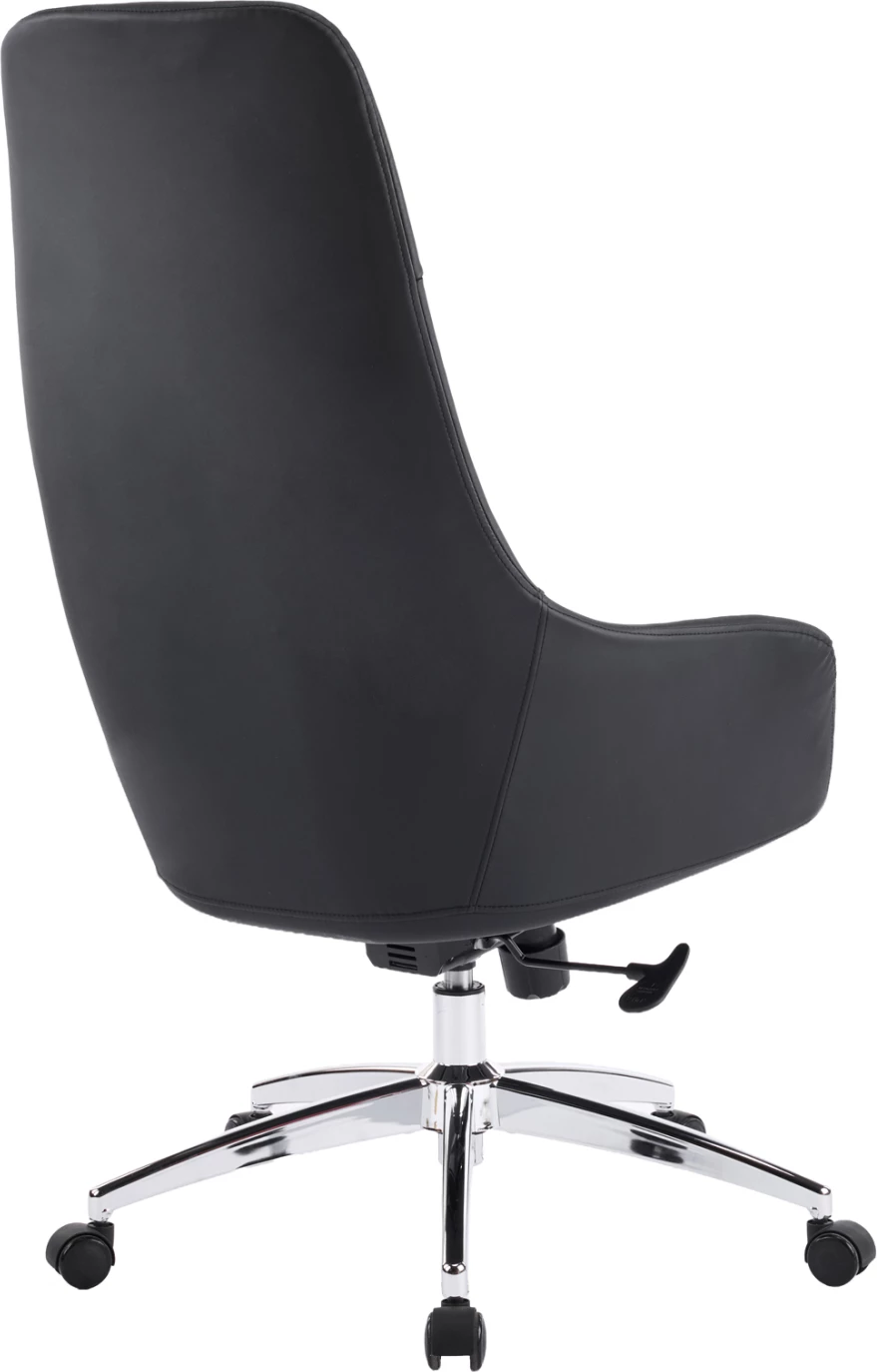 Karrige zyre BEKKER, lëkurë PU e zezë, bazë kromi, 67x67x126cm