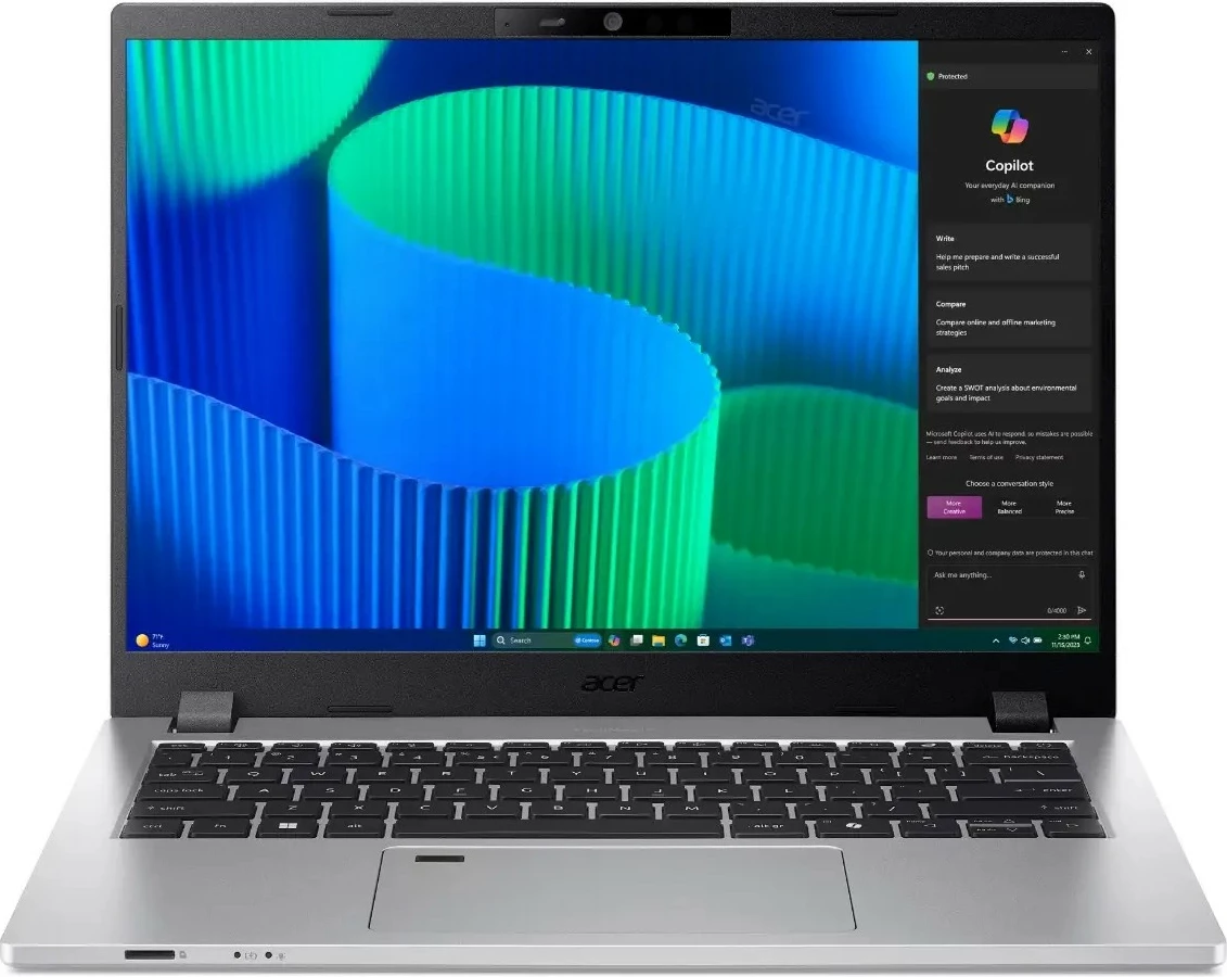 Laptop Acer TravelMate P2 TMP214-56-TCO-54AL, Intel Core i5, 16 GB RAM, 512 GB SSD, Pure Silver