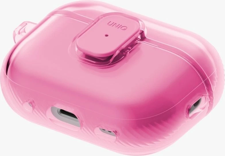 Kutí AirPods Pro 3 UNIQ Glase Pro Lock, rozë, me karabiner