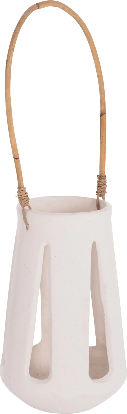 Llambë dekorative tavoline, fibër-cement e bardhë, dorezë ratan, ERANTYL FH4696.02L, 17x27cm