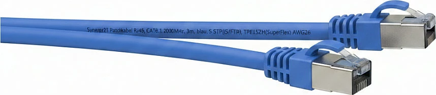 Kabllo rrjeti Synergy21 RJ45 CAT8.1, 3m, 2000MHz, S/FTP, blu