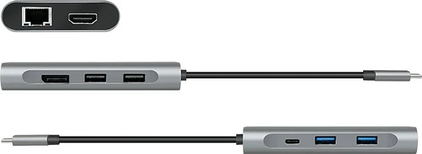 Docking station LogiLink USB-C, 8 porta, USB 3.2 Gen1, PD, argjendtë