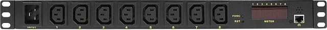 PDU 19" LogiLink, 8x C13, 1U, i monitorum, RJ-45, 20A, e zezë