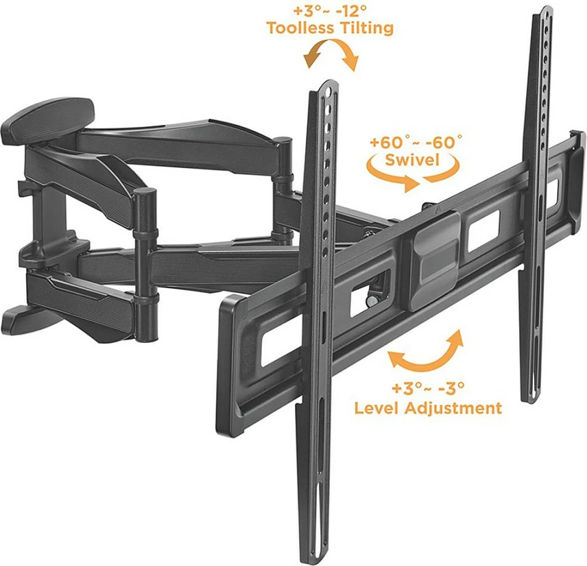Mbajtëse muri për TV VALUE, 37-80", VESA deri 400x400, rrotulluese dhe me pjerrësi, deri 45 kg, e zezë