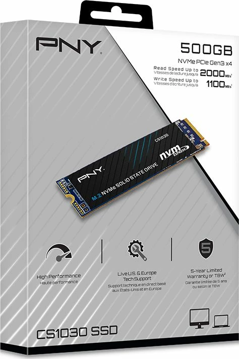 SSD PNY CS1030 500GB M.2 2280 NVMe PCIe Gen3 x4 (M280CS1030-500-RB)