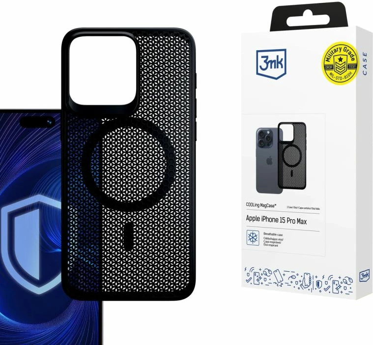 Kllapë telefoni 3mk COOLing MagCase për iPhone 15 Pro Max, e zezë