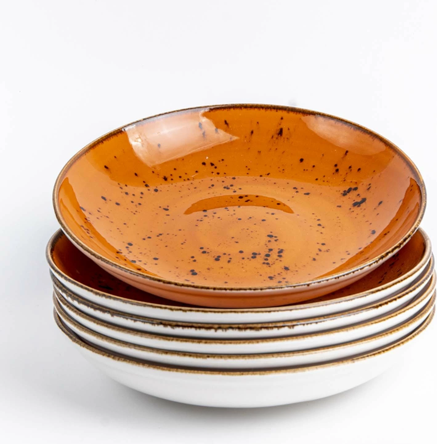 Pjatë e thellë coupe Fine Dine Dahlia 230 mm, portokalli, set 6 copë