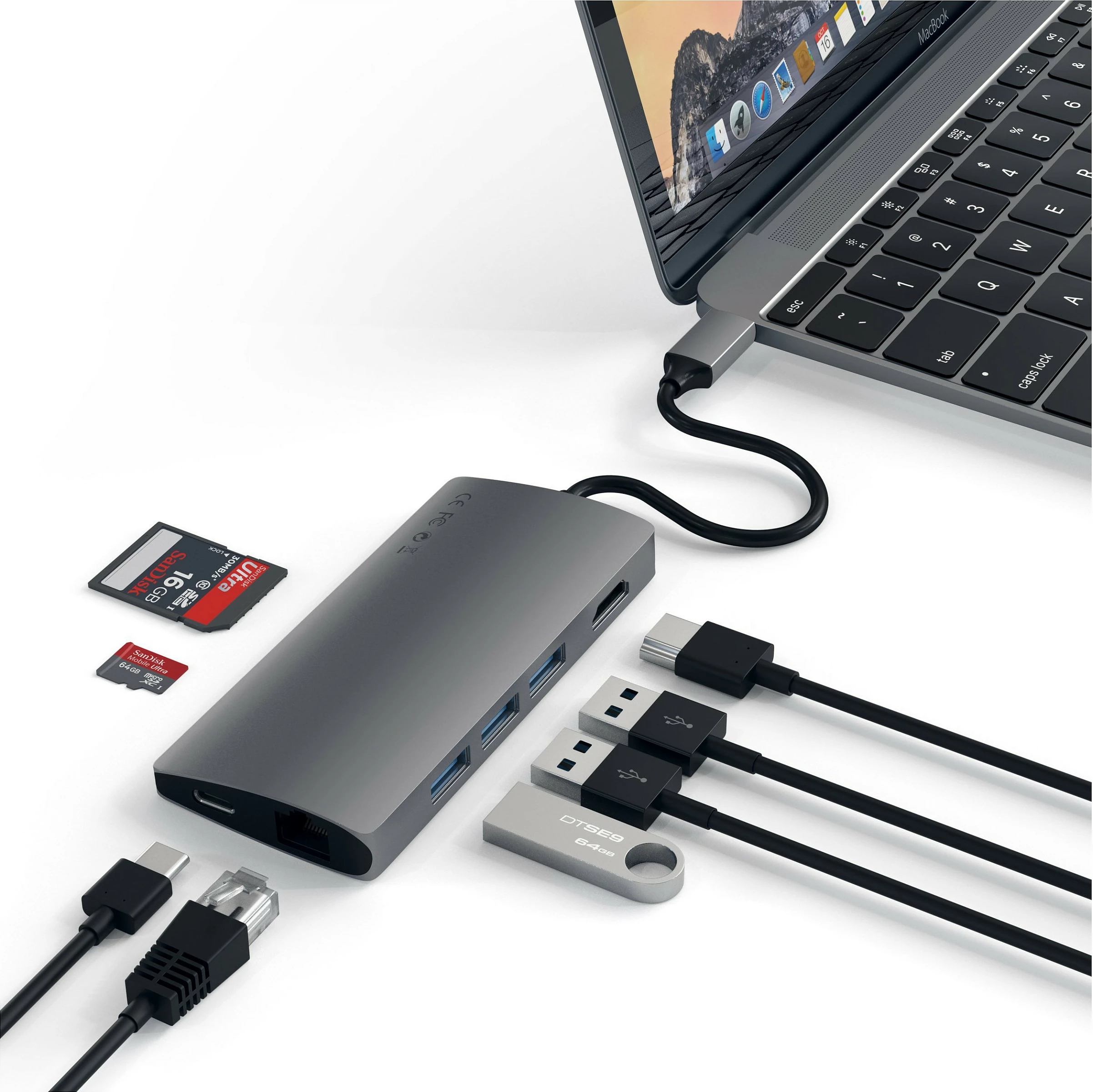 Hub USB-C Satechi V2 Multi-Port 8-në-1, ST-TCMA2M, Space Gray