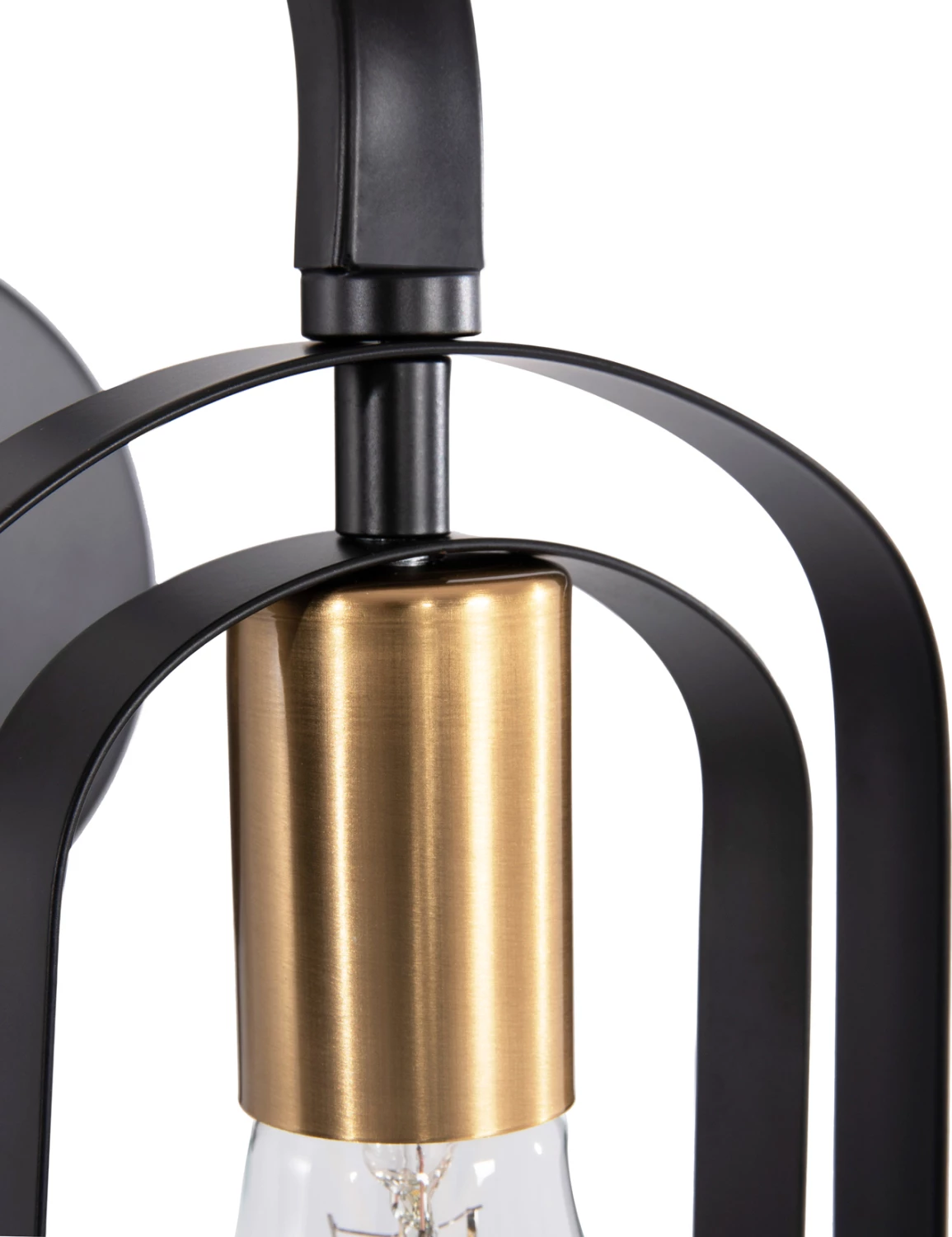 Aplik murale BIUT, metal i zi, priza e artë, 16x19x38cm