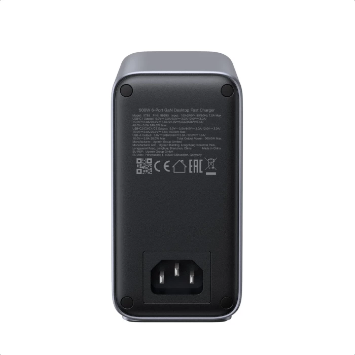 Karikues USB desktop UGREEN Nexode 55550B 500W GaN, 6 porta (5xUSB-C, 1xUSB-A), Space Gray