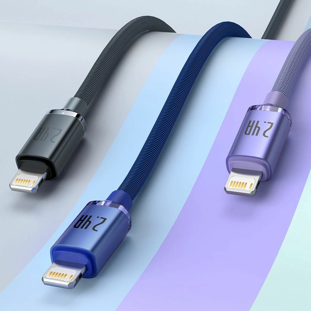 Kabllo USB-A në Lightning Baseus Crystal BSU3027BLU 1.2 m 2.4A, blu