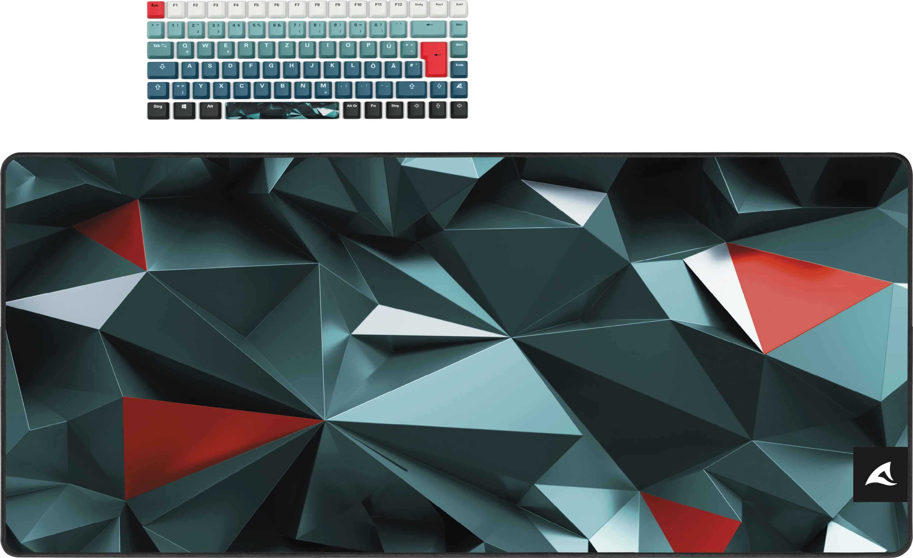 Tastierë mekanike Sharkoon SKILLER SGK50 S3 Design Bundle D1, mauspad i madh, gri/jeshile/kuqe