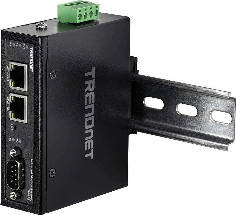 Gateway industrial Modbus TRENDnet TI-M12, 1x RS-232, 2x Fast Ethernet, DIN-rail, IP30, i zi