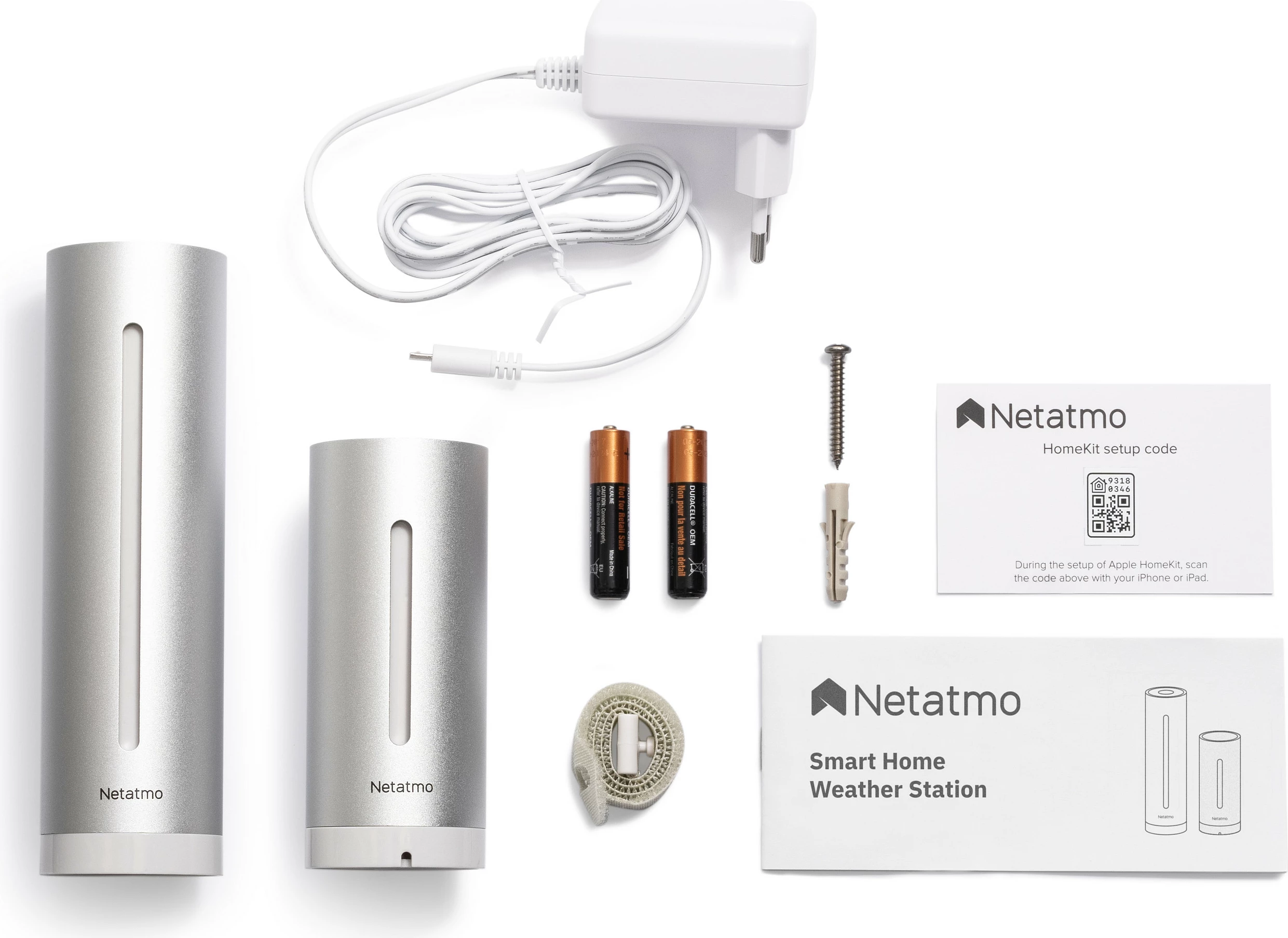 Stacion moti smart Netatmo Indoor Pack, Wi‑Fi, module indoor + modul shtesë indoor + sensor outdoor, argjendtë