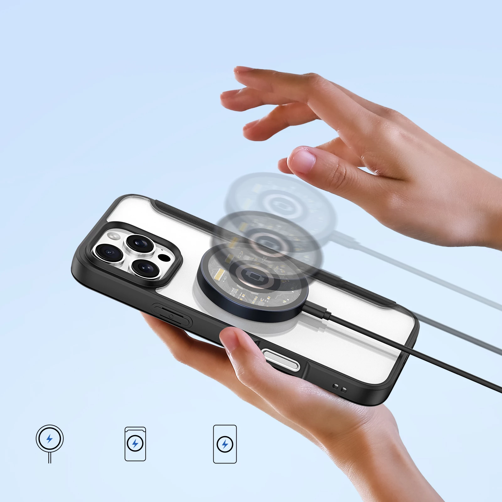 Mbështjellës Dux Ducis Skin X Pro për iPhone 16 Pro, me MagSafe, me kapak, i zi