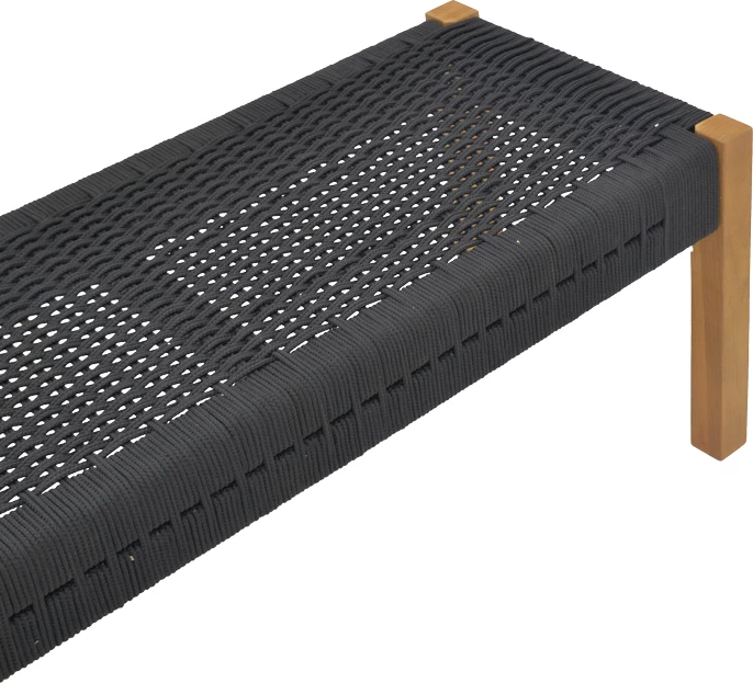 Pankinë Uma, dru teak dhe litar pe, ngjyrë e zezë, 150x45x40 cm