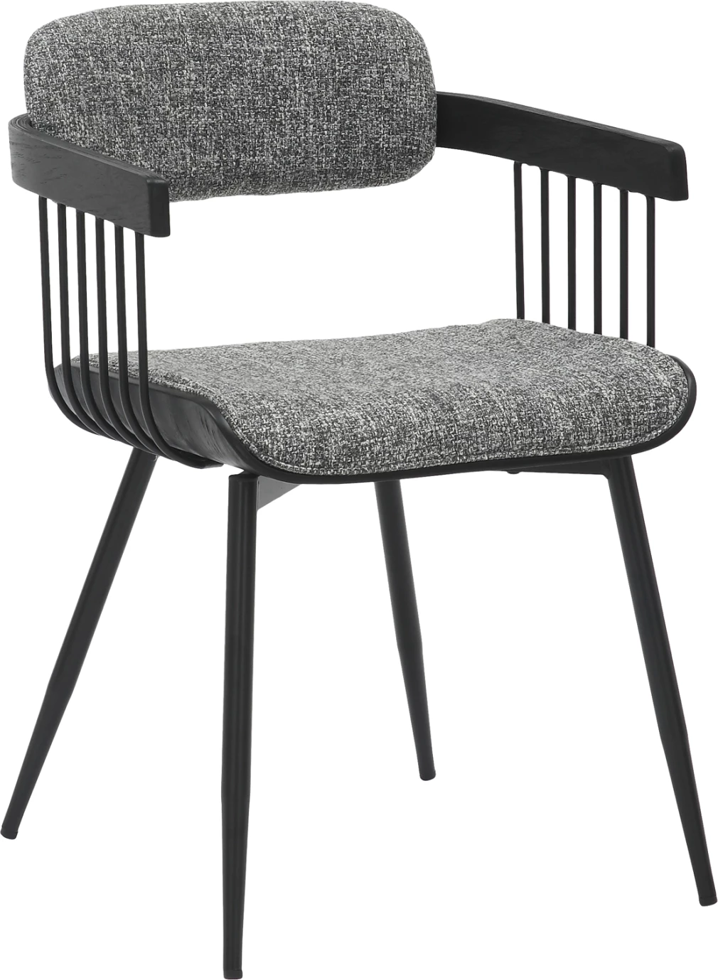 Karrige për ngrënie LANG FH9973.02, kornizë metalike e zezë, pëlhurë gri, 52x52x76 cm