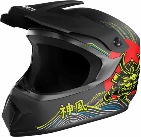Helmetë full-face KAMIKAZE Tokyo Drift AKC208, e zezë, L