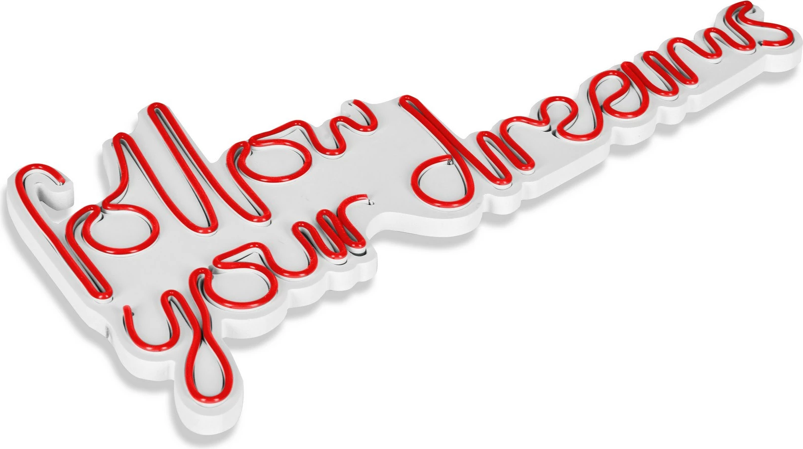 Dritë dekorative LED në mur, 'follow your dreams', plastikë, ngjyrë e kuqe
