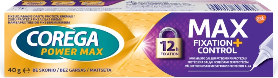 Krem fiksues për proteza dentare Corega Power Max Fixative + Cover 40g