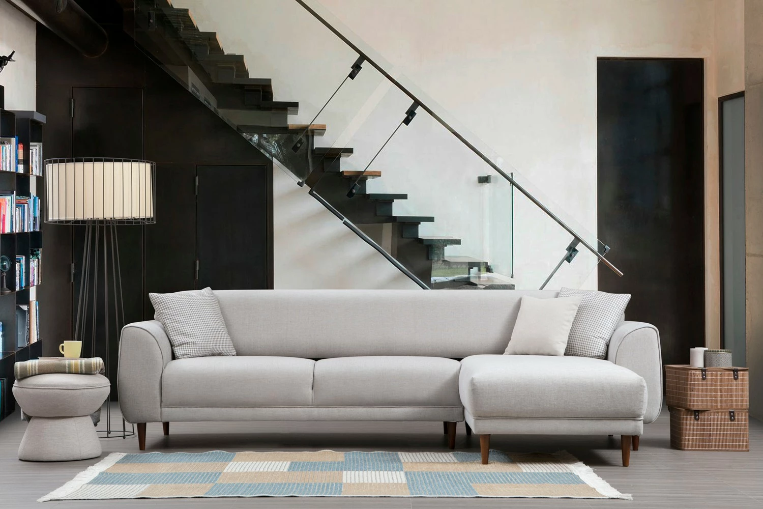 Kënd divan-krevat Atelier del Sofa, kënd i djathtë, bezhë