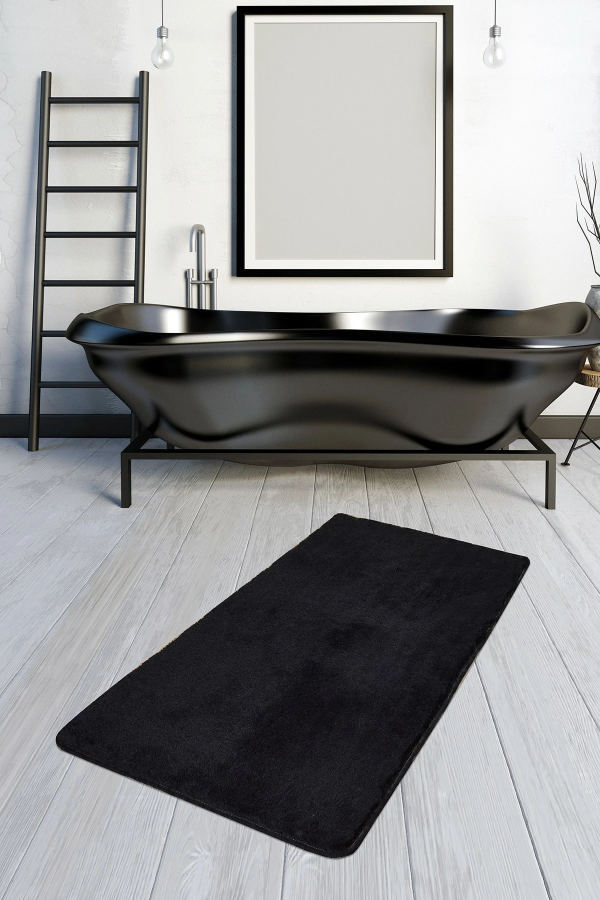 Tapet banje akrilik Mijölnir, ngjyrë e zezë, 80x140cm