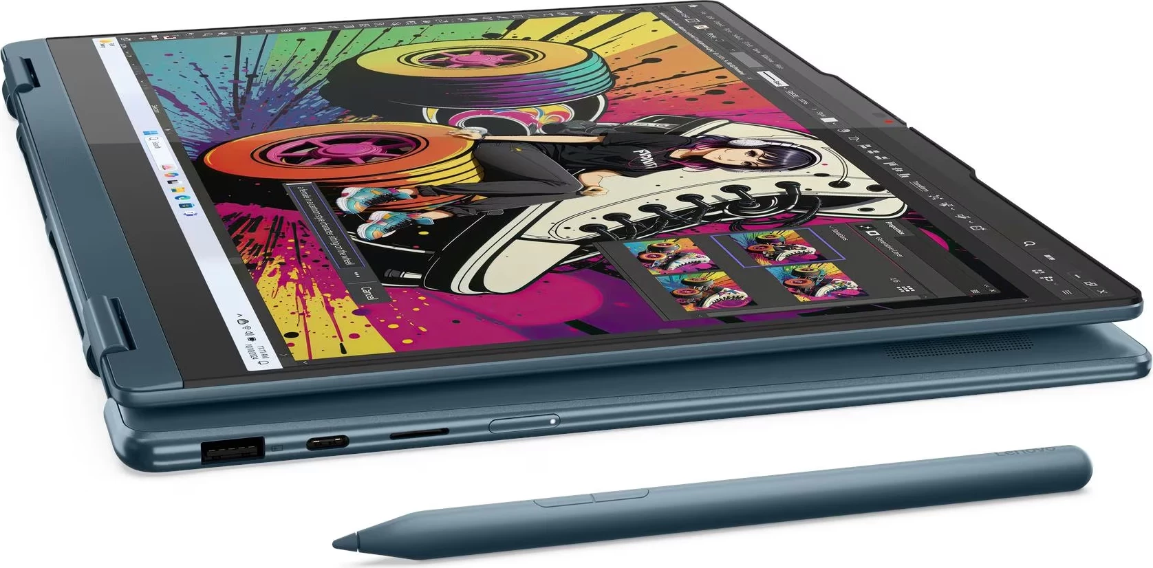 Laptop 2-në-1 Lenovo Yoga 7 14AKP10 14\" Touch OLED Ryzen 7 8840HS 16GB/512GB Windows 11 Pro, Luna Grey