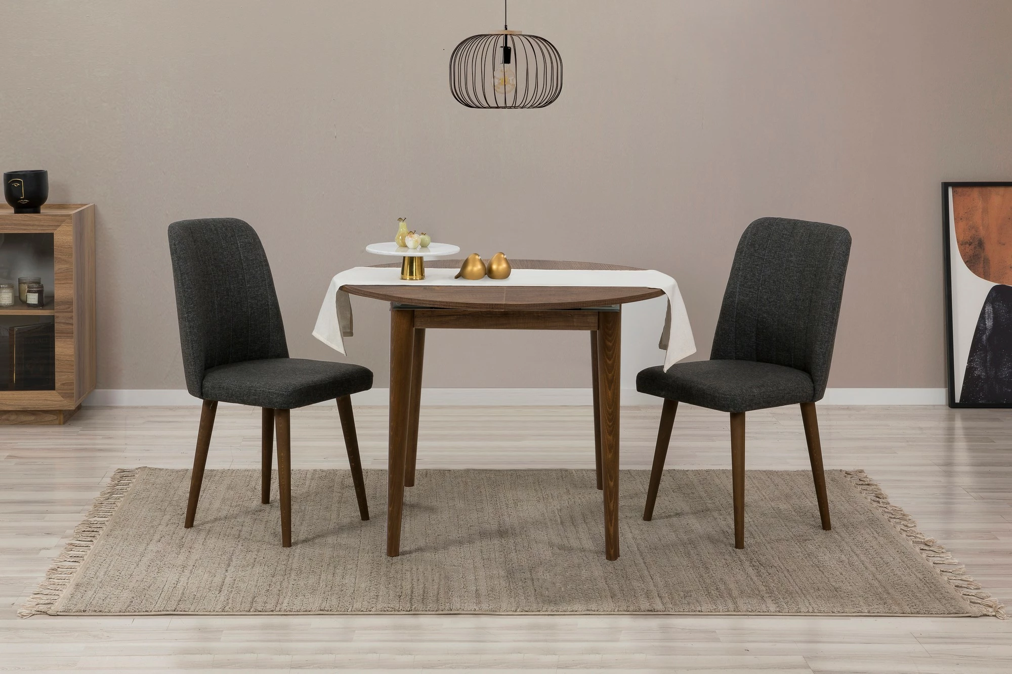 Set tavoline me karrige (3 copë), zgjatues, Skye Decor Vina 1053, ngjyrë arre, antracit