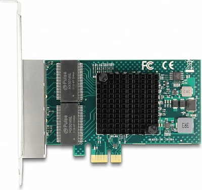 Kartelë rrjeti DeLOCK PCIe x1, 4x RJ45 Gigabit LAN, PCIe 2.0, gri